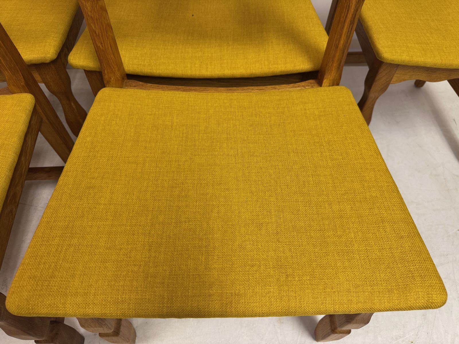 Set Of Six Mid Century Danish Razorblade Oak Dining Chairs By Henning Kjaernulf 1960s photo Furniture