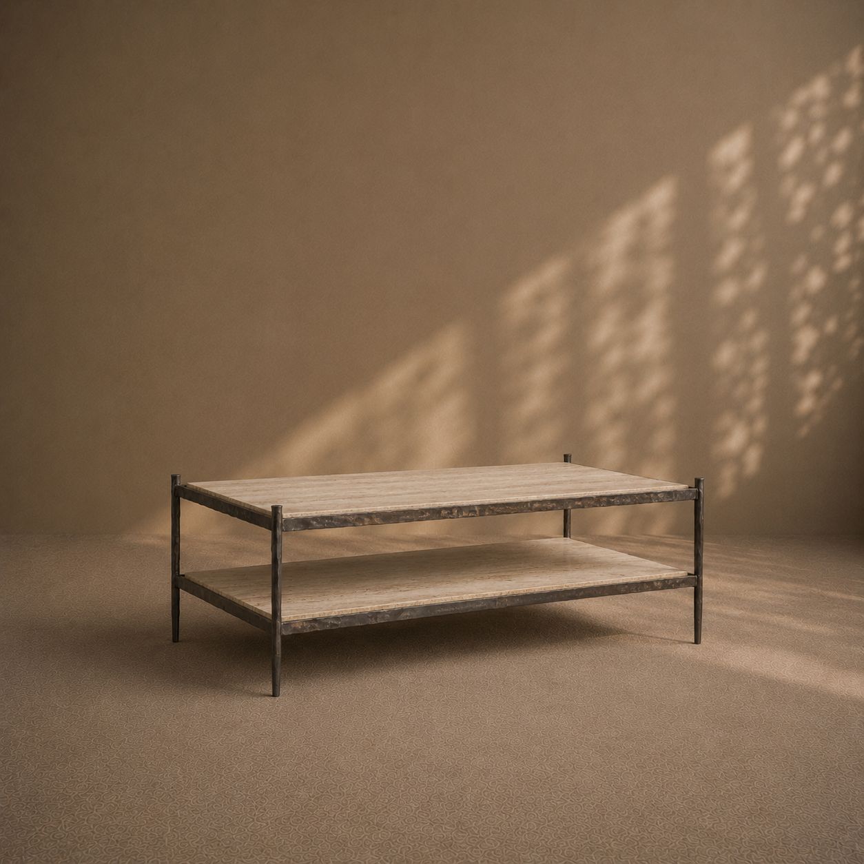 The Forged 'Mjolnir' Coffee Table   Travertine