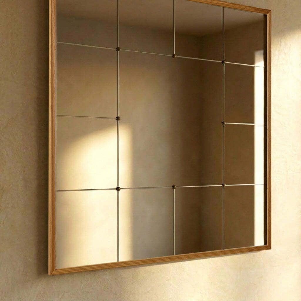 The 'Skar' Reeded Oak Frame Panelled Wall Mirror photo for sale