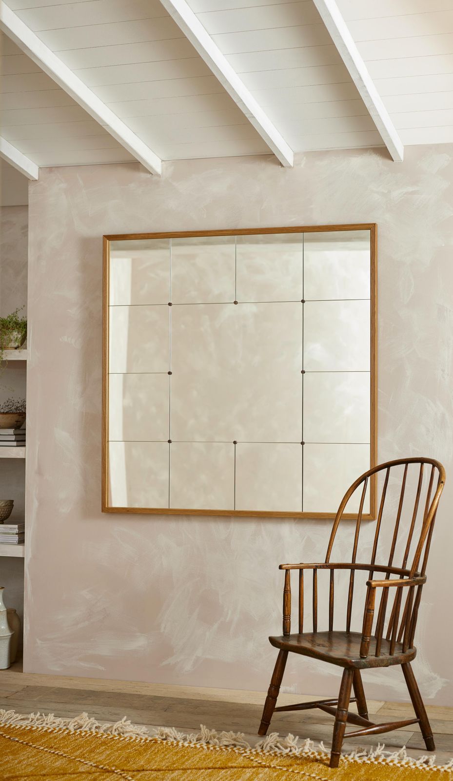 The 'Skar' Reeded Oak Frame Panelled Wall Mirror photo vinterior
