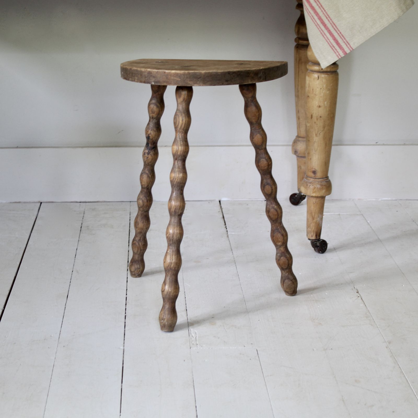Antique French Demi Lune Bobbin Stool photo furniture
