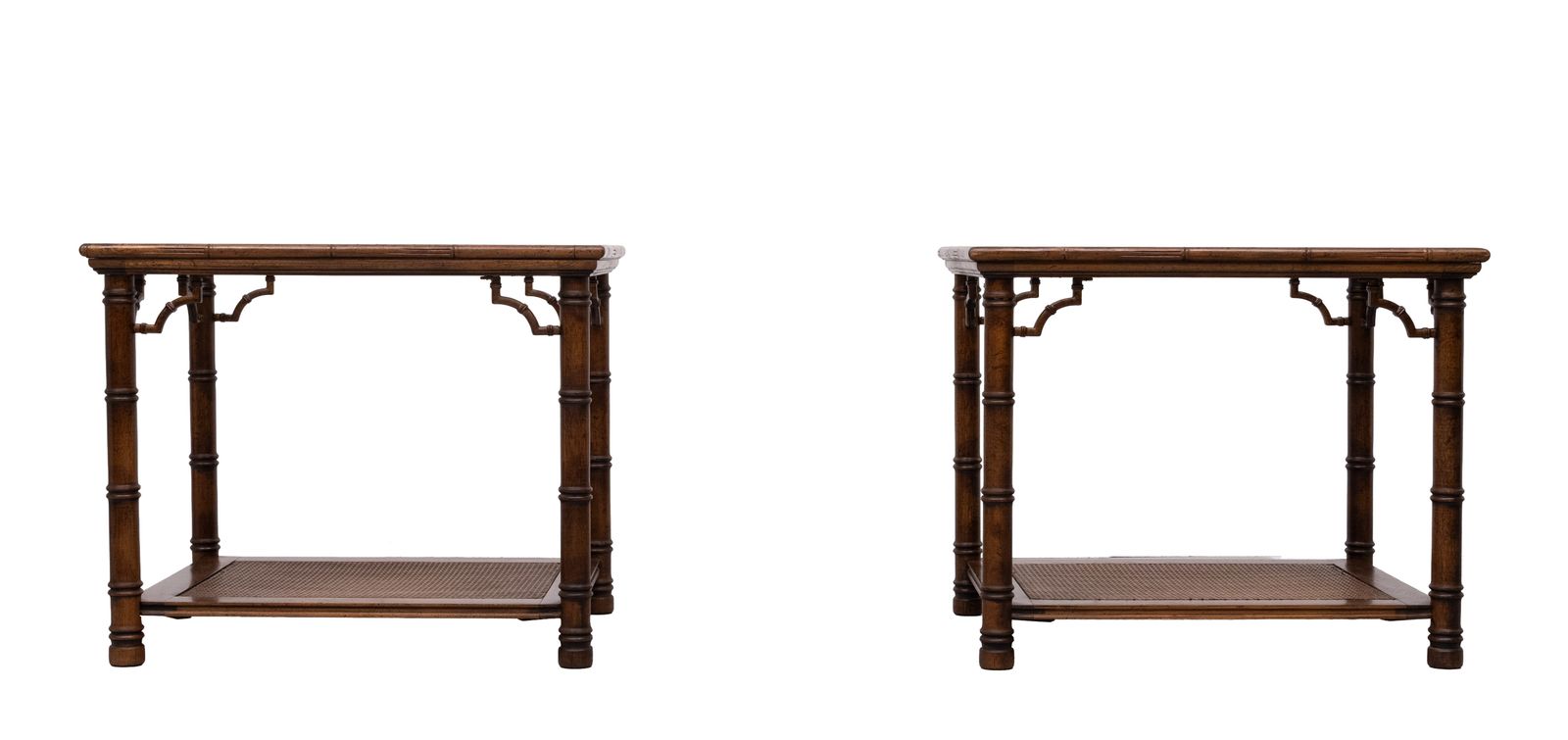 Paar Chinese Chippendale Bijzettafels Met Faux Bamboe, Ca. Jaren 1970 photo Meubels