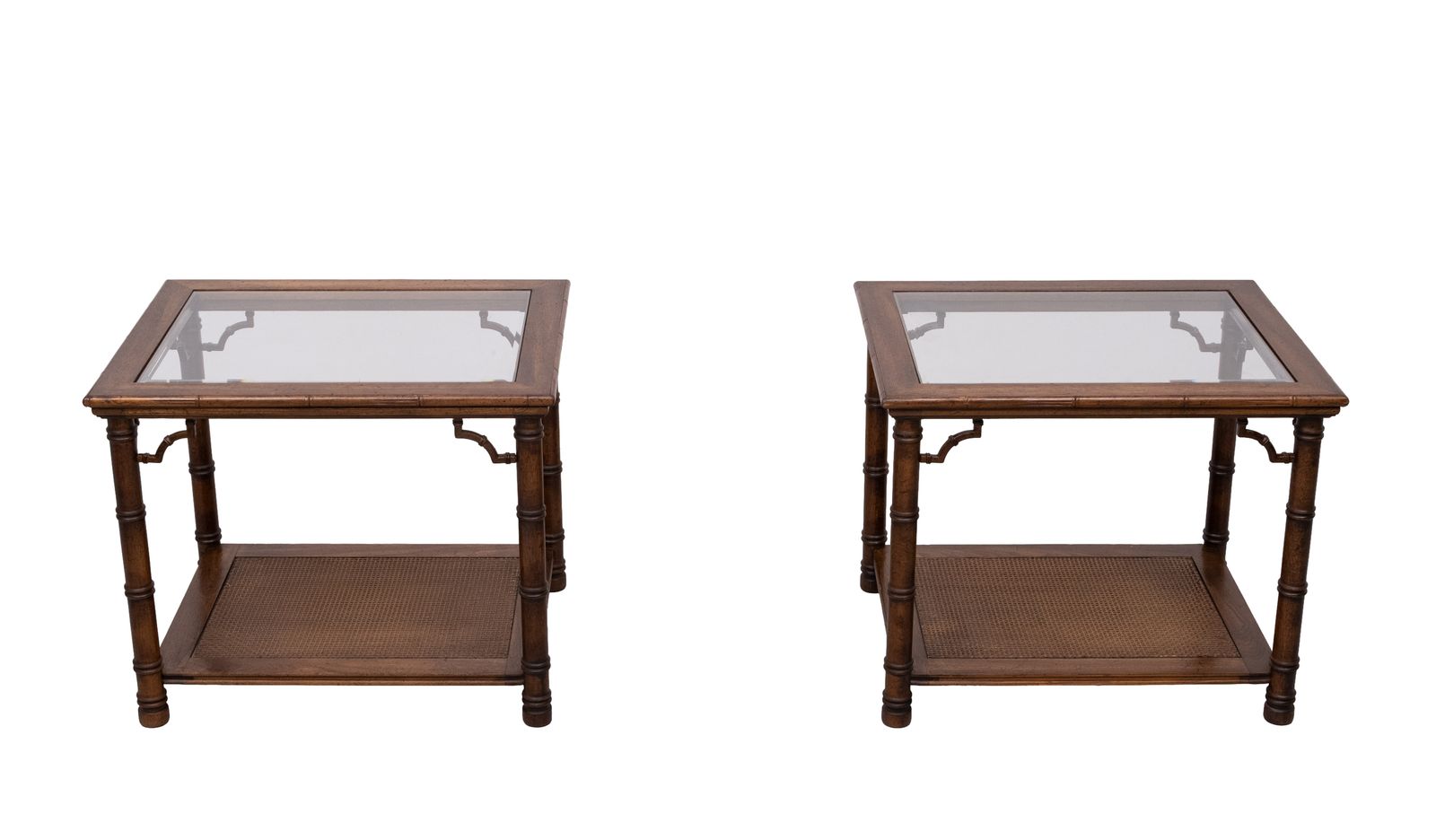 Paar Chinese Chippendale Bijzettafels Met Faux Bamboe, Ca. Jaren 1970 photo vinterior