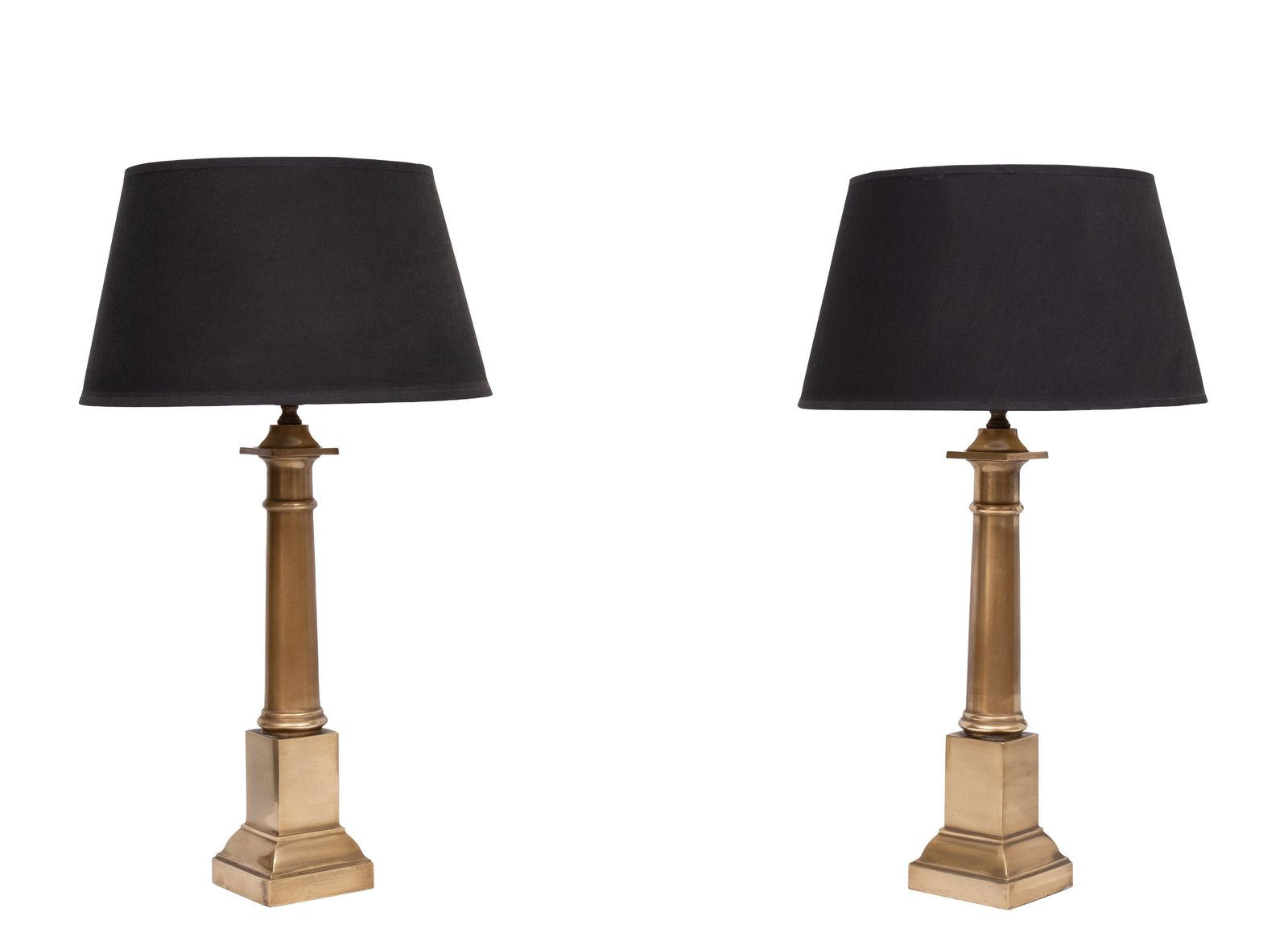 A Set Of Two Bronze Doric Column Table Lamps 1960s France