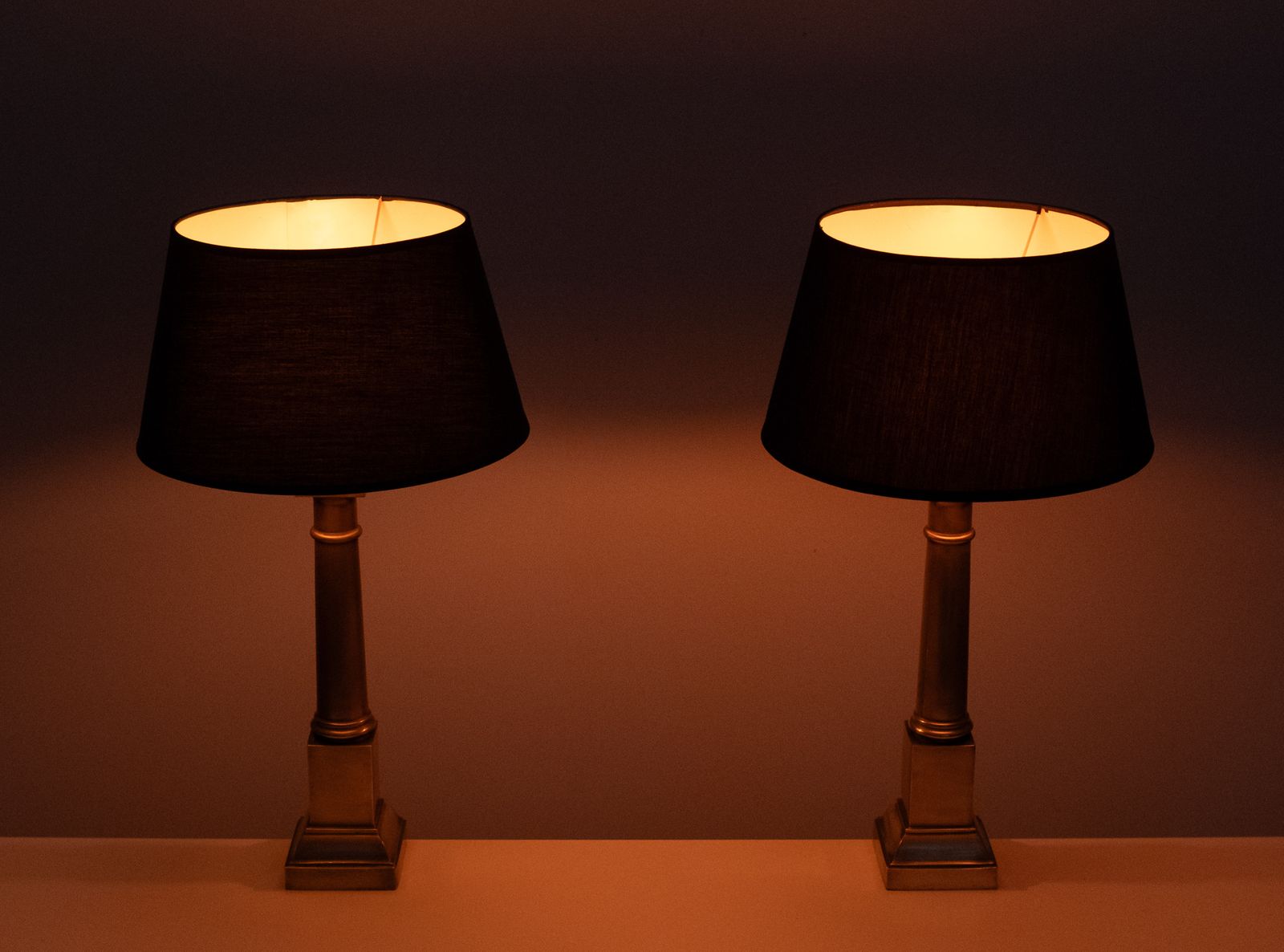 photo furniture A Set Of Two Bronze Doric Column Table Lamps 1960s France