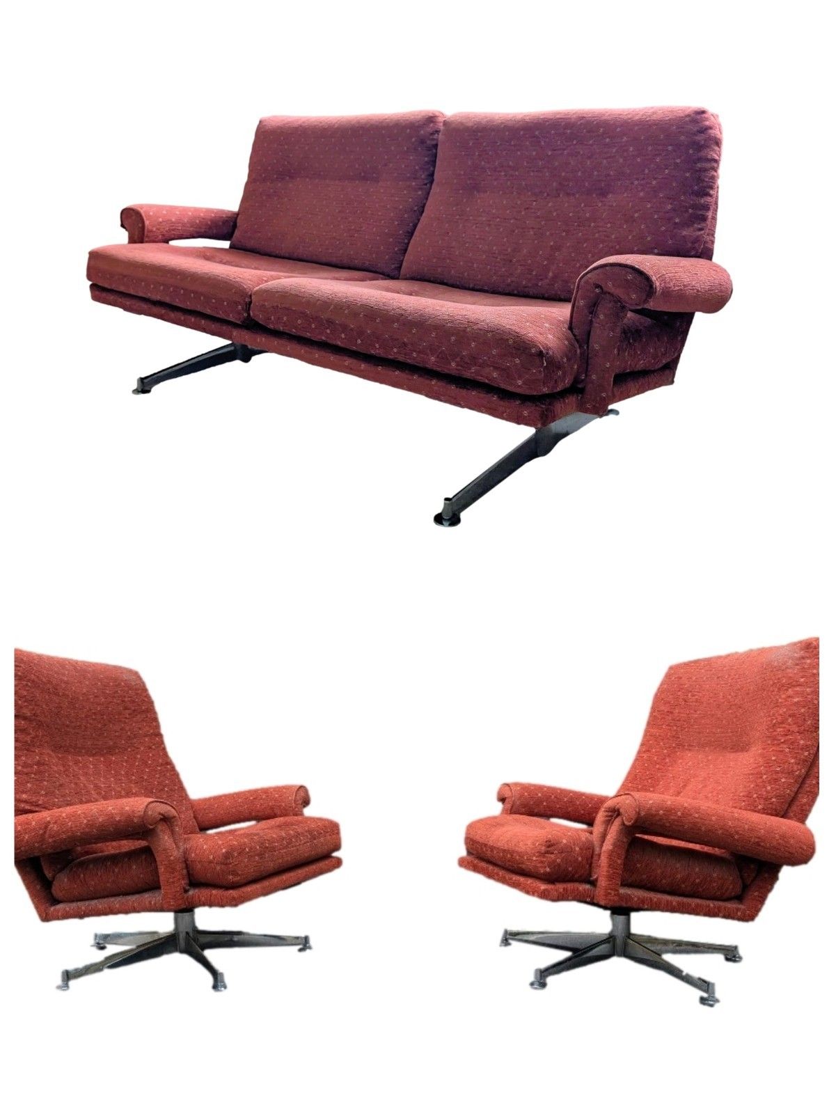Howard Keith Hk Suite Sofa & 2 Chairs Vintage 50s 60s 70s Heals Danish Retro