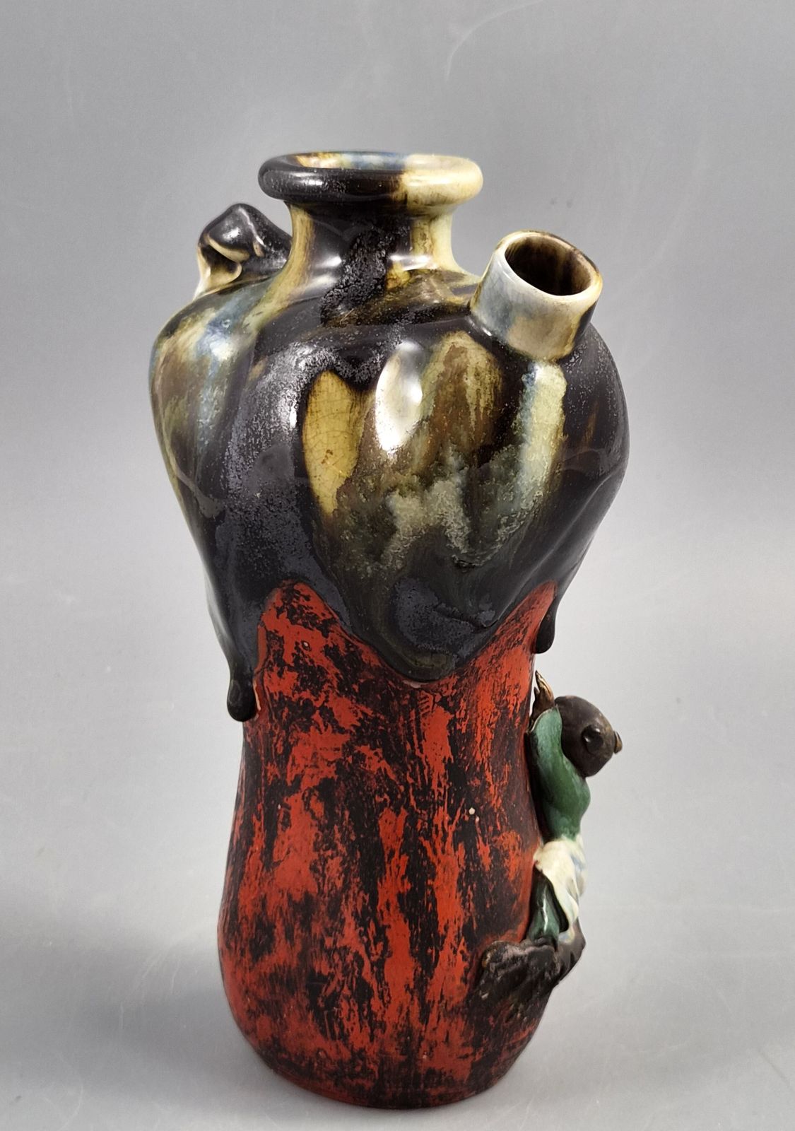 Japanese Sumida Gawa Vase By Inoue Ryosai, Figures On A Cliff, Meiji–Taishō C.1900–1920 photo buy