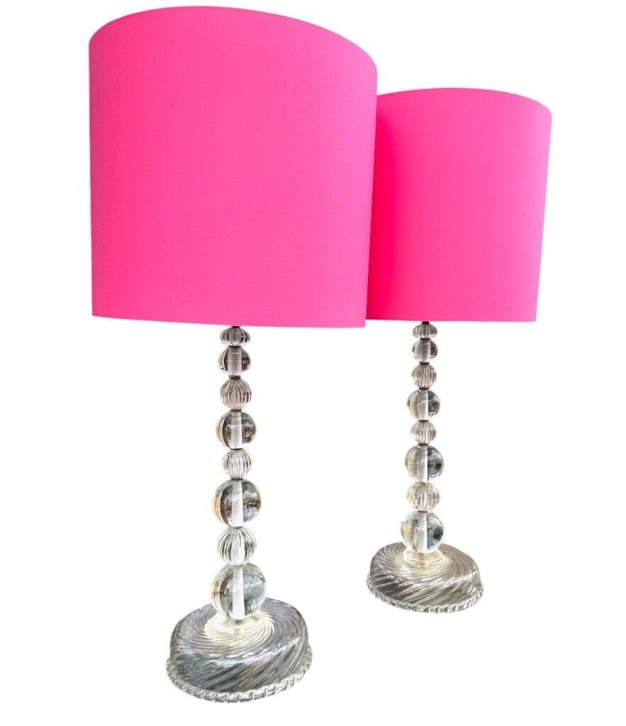 A Pair Of Large 1970s Murano Glass Lamps Attributed To Barovier & Toso photo Lighting
