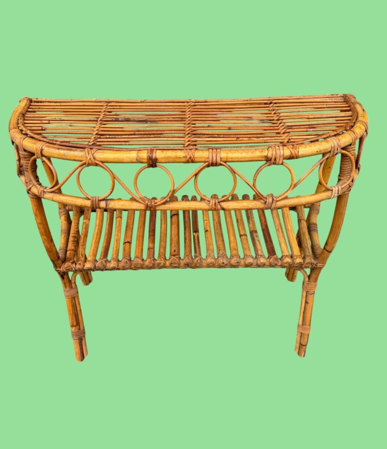 An Italian 1970s Split Cane Bamboo, Bonacina Style Table photo furniture