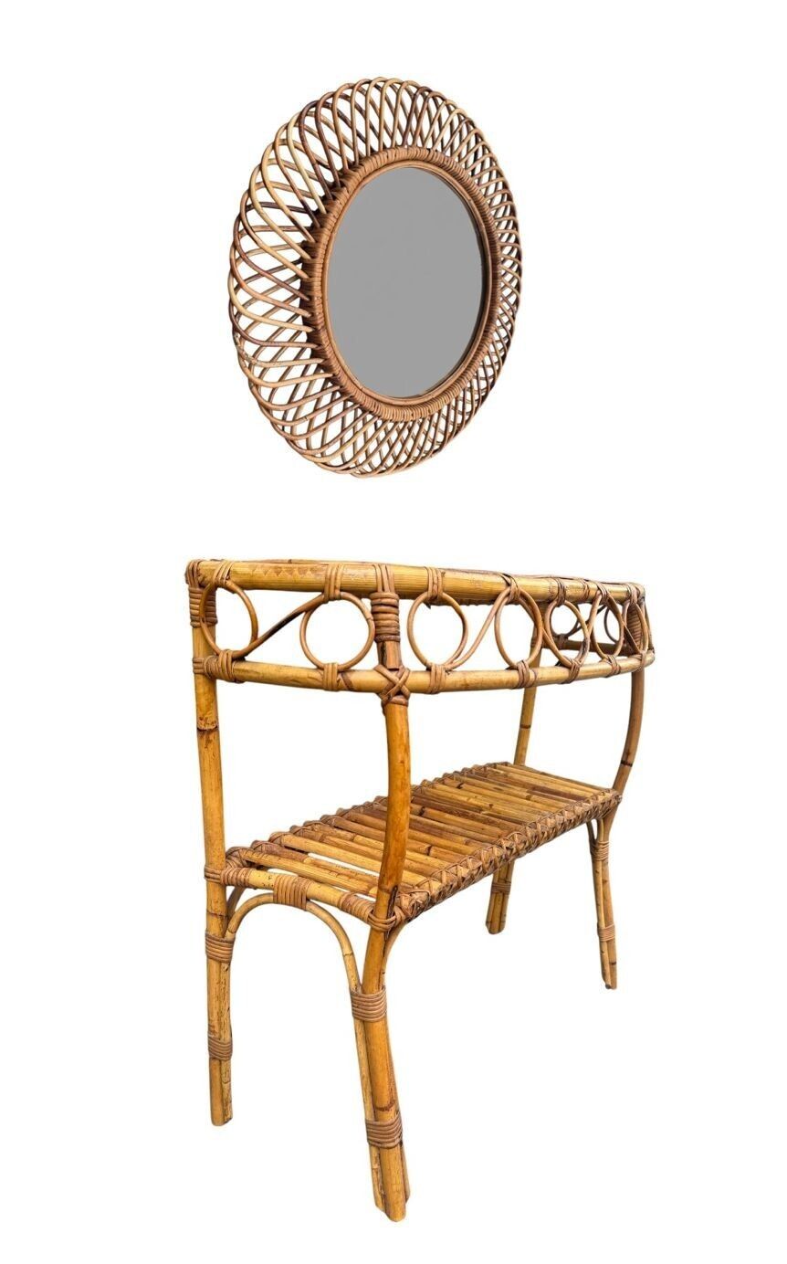 An Italian 1970s Split Cane Bamboo, Bonacina Style Table photo for sale