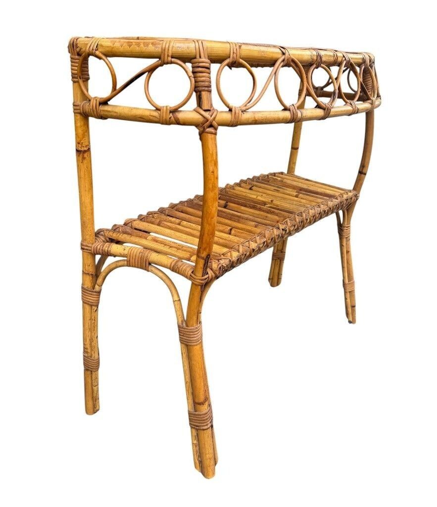 An Italian 1970s Split Cane Bamboo, Bonacina Style Table photo buy