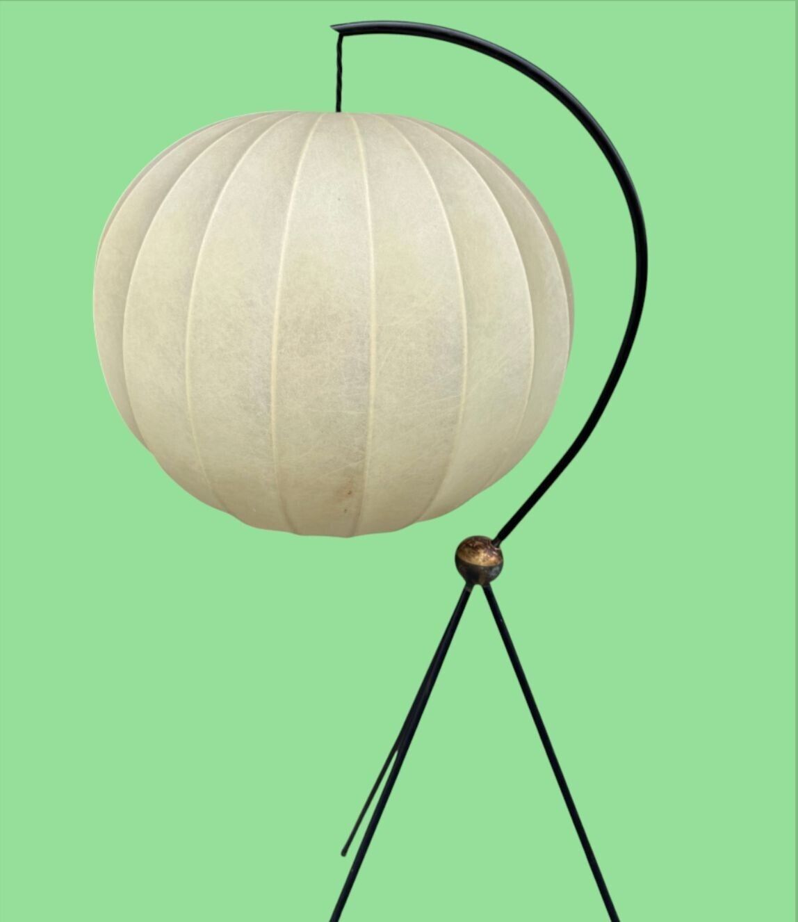 Lighting A Rare Italian 1960s Black Lacquer And Brass Tripod Floor Lamp With Cocoon Shade By Castiglioni photo