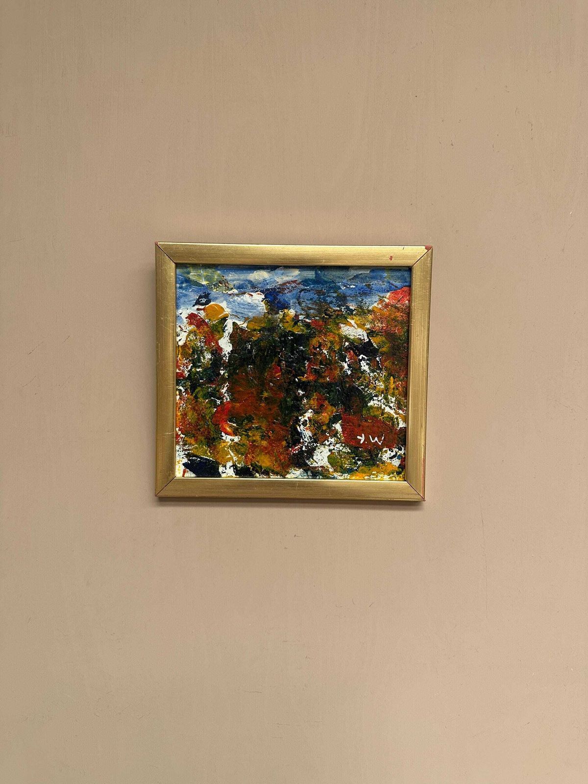 Swedish Mid Century Oil On Panel – “Folk Fran V” By Unknown Artist, Dated 1970, Vintage & Framed 27 × 26 Cm( 10.6" X 10.2")