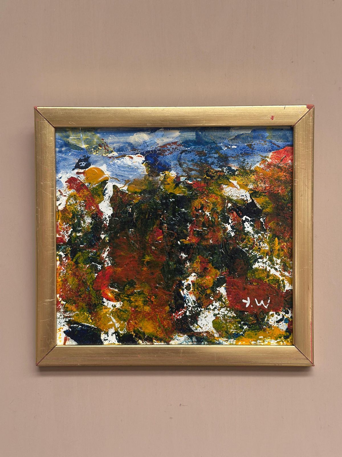 Swedish Mid Century Oil On Panel – “Folk Fran V” By Unknown Artist, Dated 1970, Vintage & Framed 27 × 26 Cm( 10.6" X 10.2") photo for sale