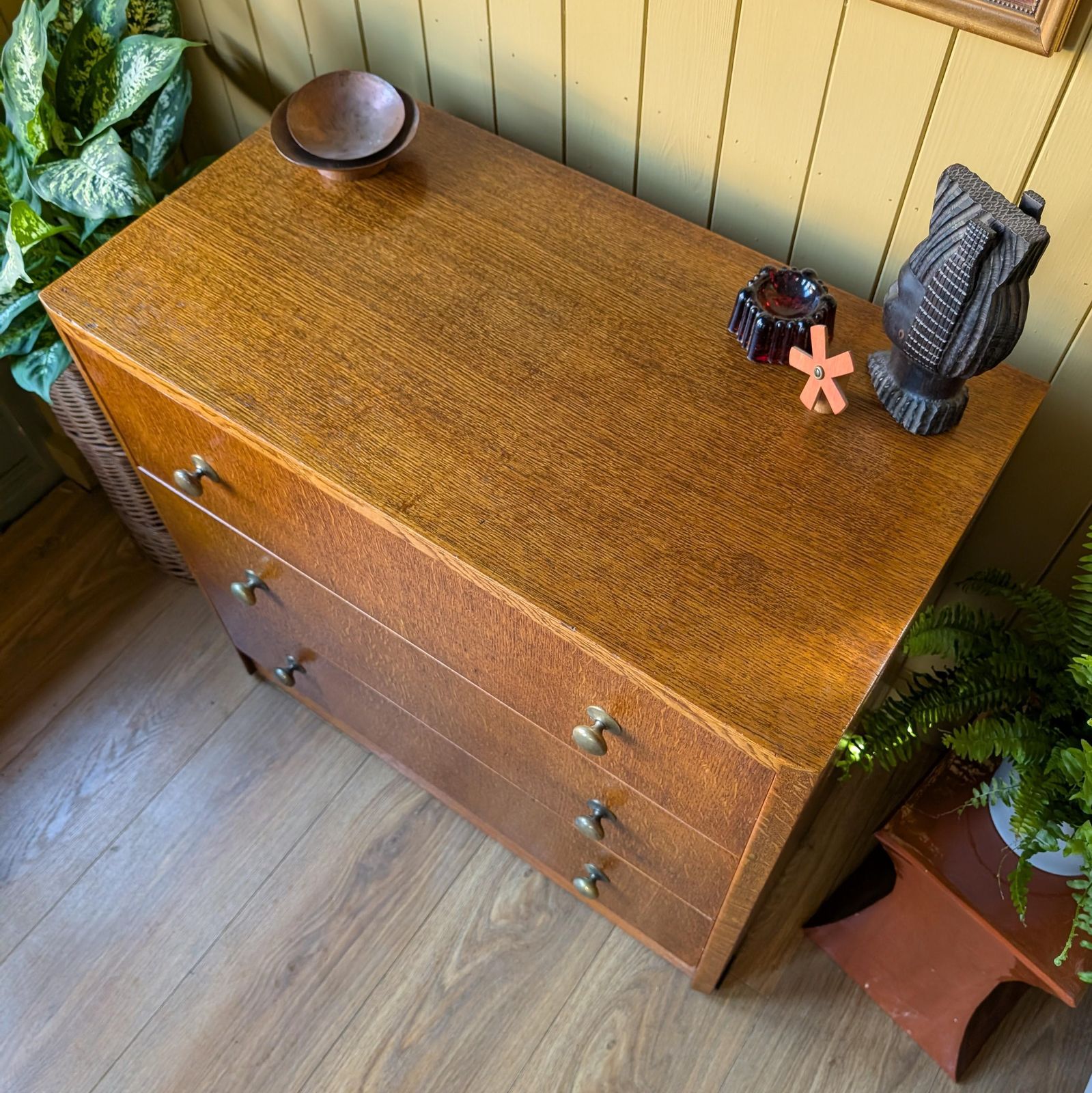 Small 1950s Oak Chest Of Drawers photo for sale