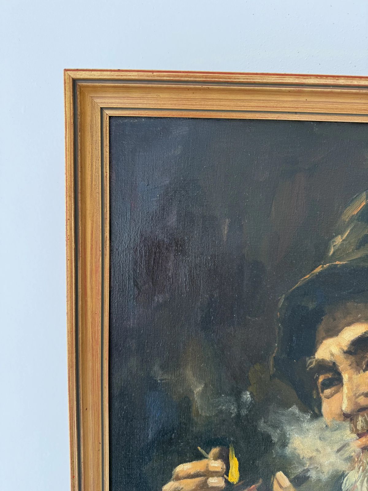 Signed Oil On Canvas Painting "Smoking Chinese Elder Of San Francisco" photo Art