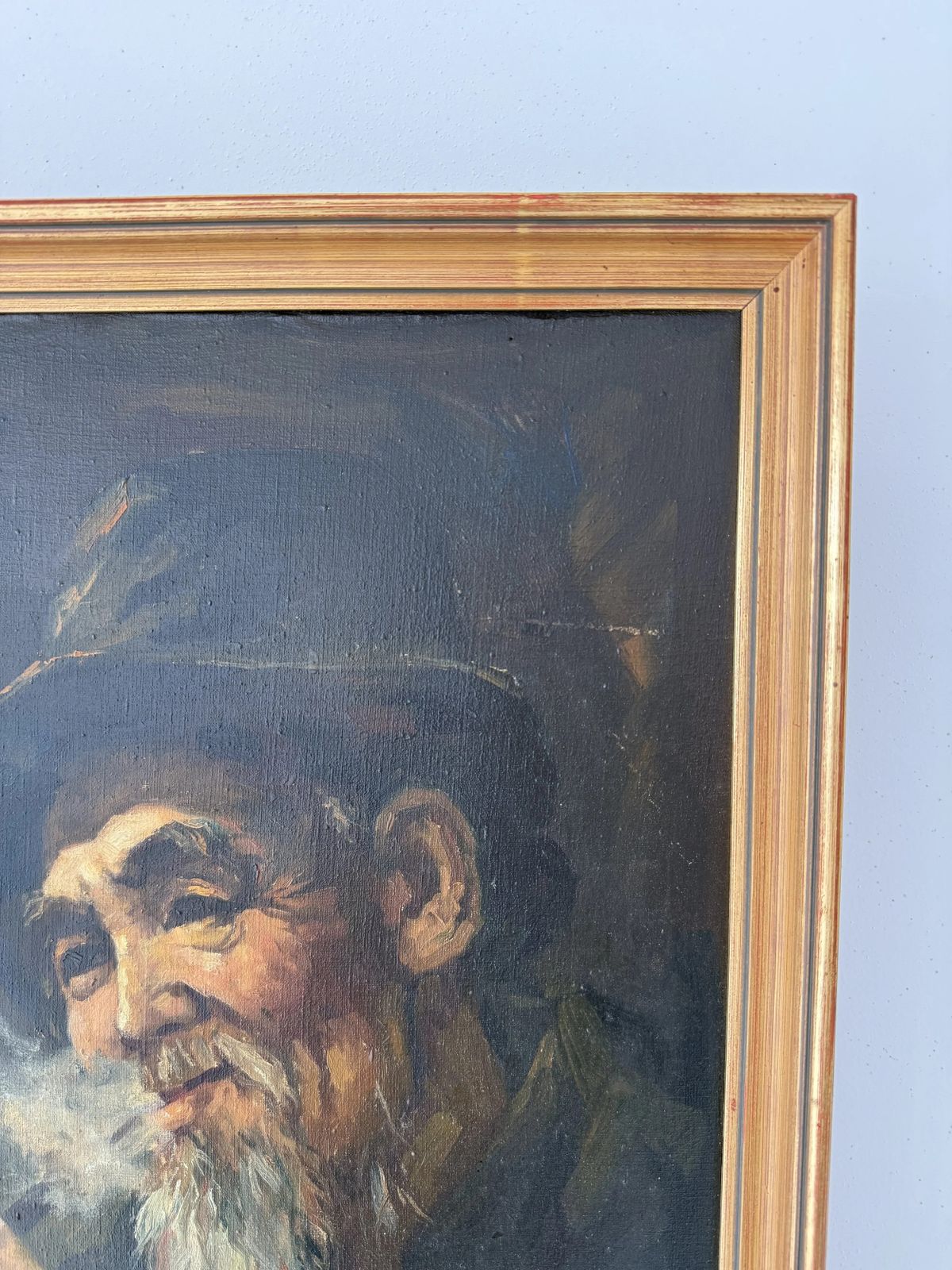Signed Oil On Canvas Painting "Smoking Chinese Elder Of San Francisco" photo 6450.0