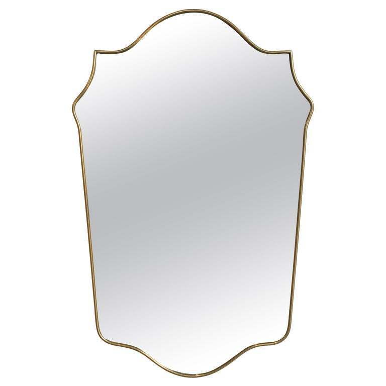 Mid Century Italian Wall Mirror With Brass Frame (Circa 1960s)