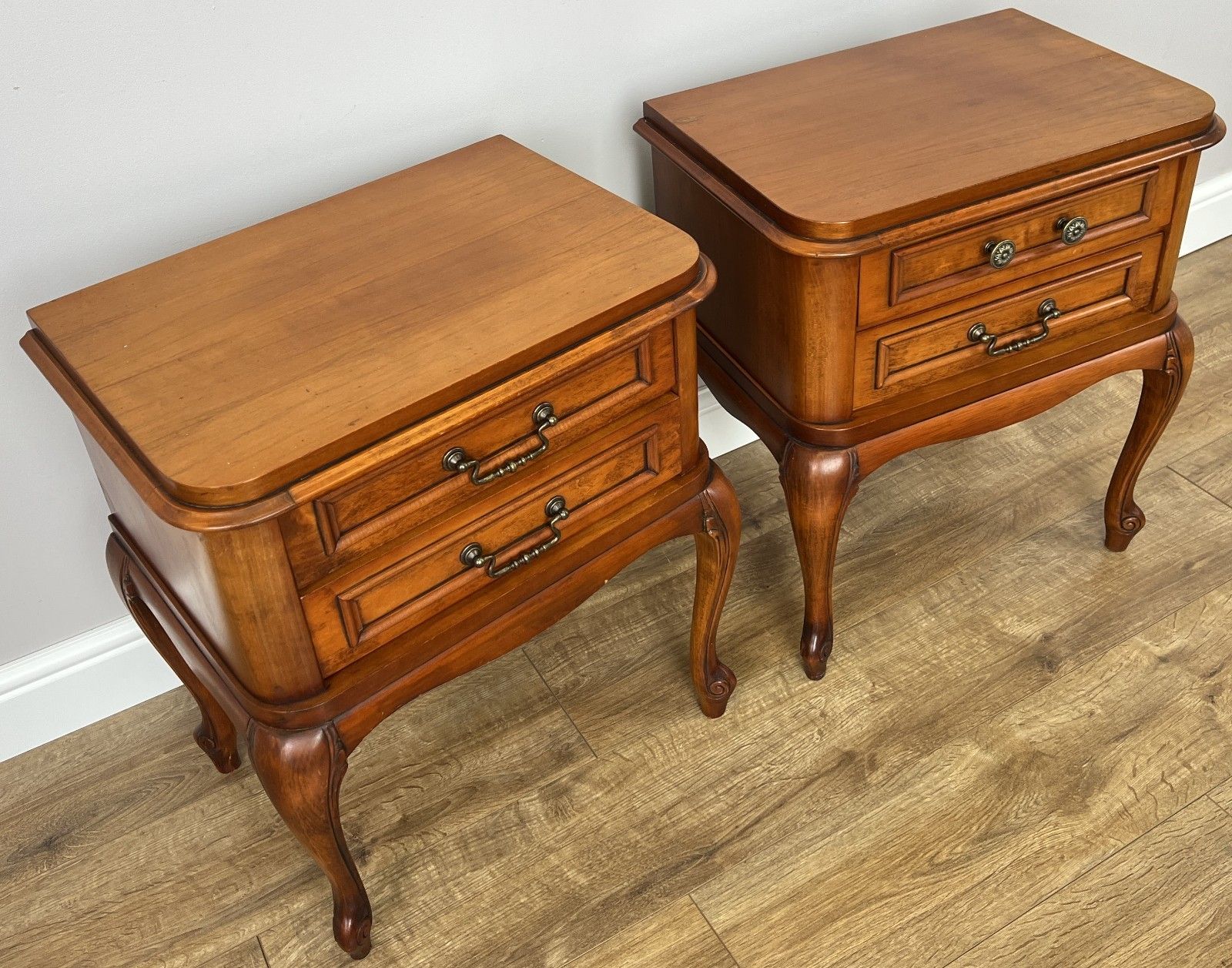 Pair Of Bedside Tables Vintage French Louis Nightstands Carved Cabinets Lot 6134 photo Furniture