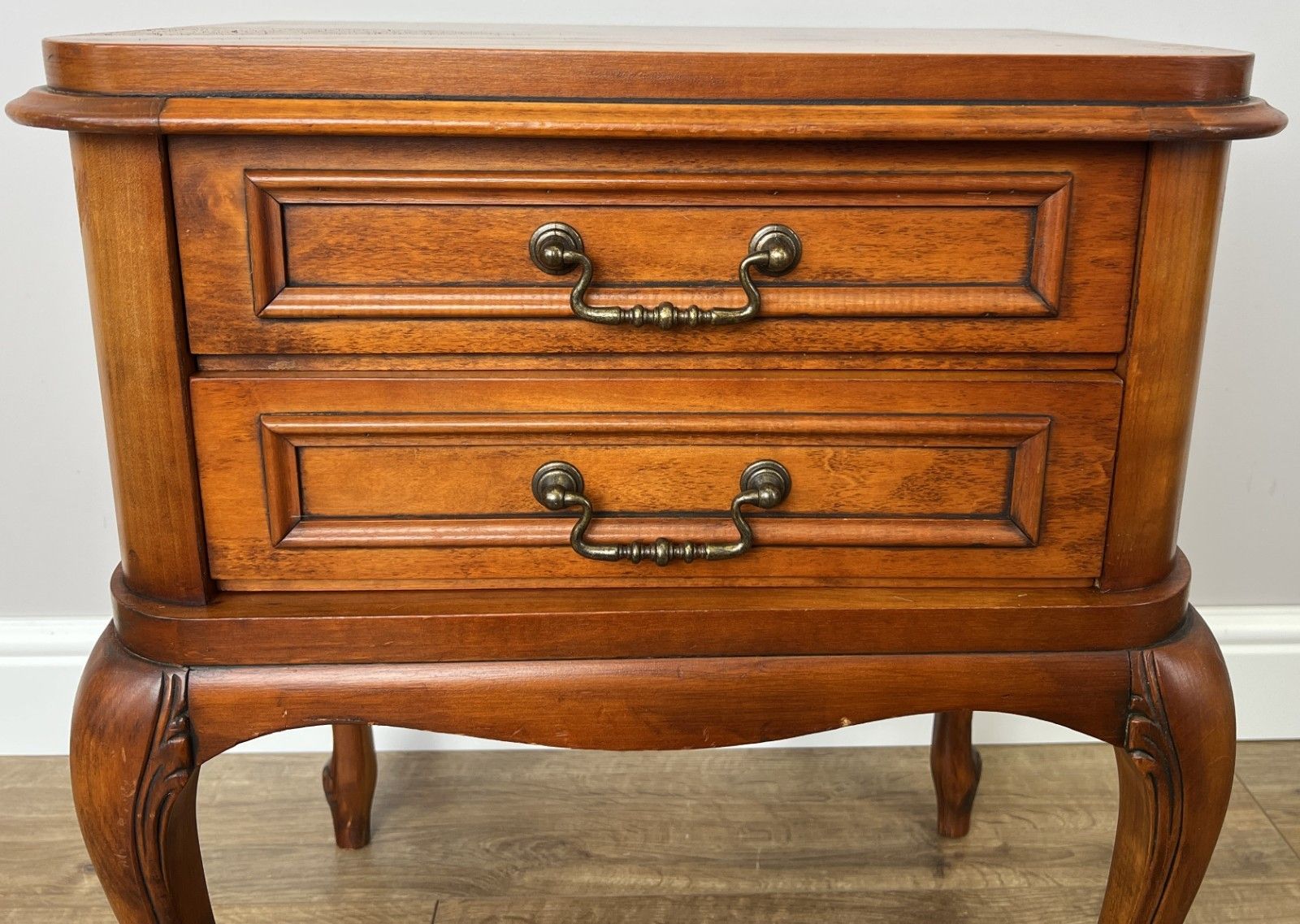 Pair Of Bedside Tables Vintage French Louis Nightstands Carved Cabinets Lot 6134 photo vintage
