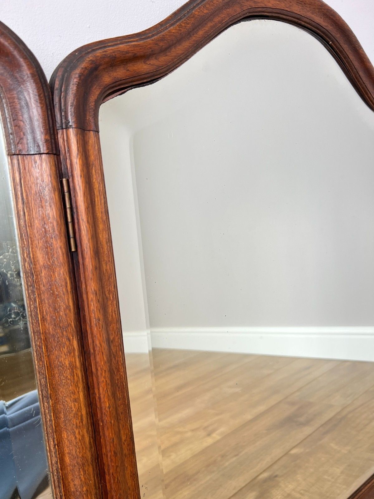 Mirror Antique French Oak Triple Folding Carved Dressing Table Mirror Lot 6137 photo vinterior
