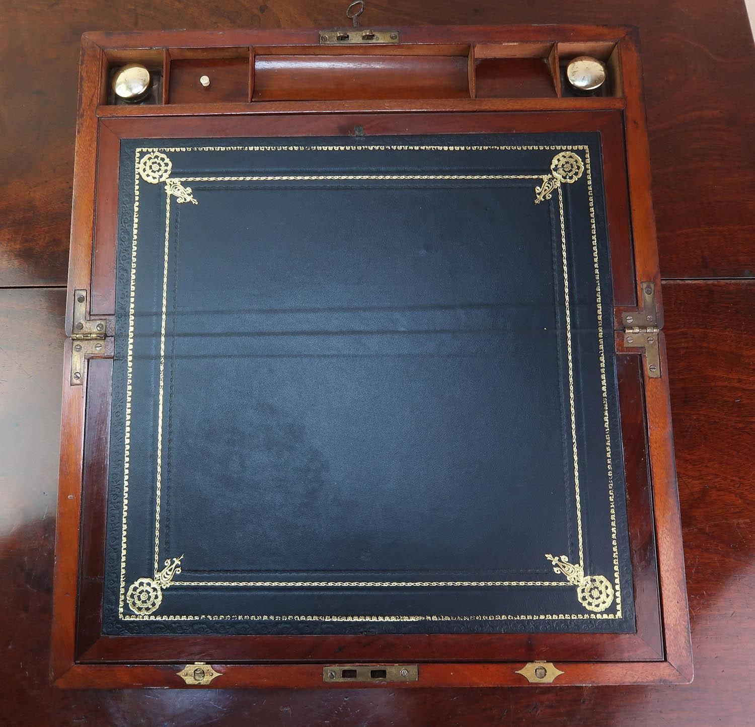 photo furniture Large Antique Campaign Brass Mounted Writing Box. English C.1850