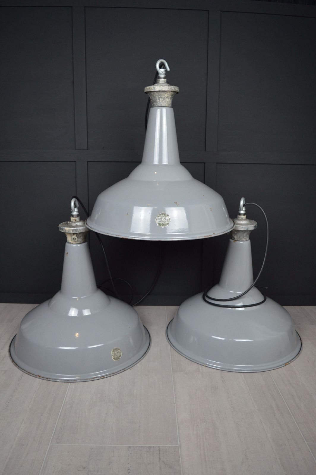 Vintage Xl Benjamin Industrial Enamel Lights