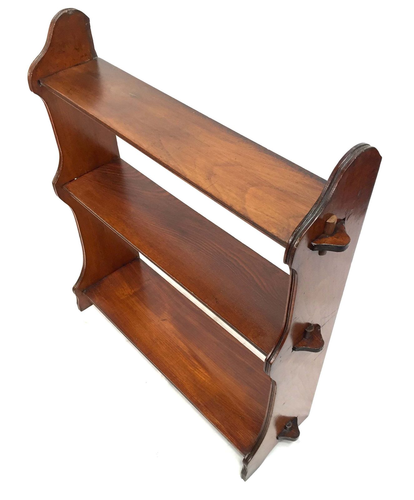 photo for sale Antique Large Wooden Hand Carved Arts & Crafts Wall Hanging Peg Shelf C1930