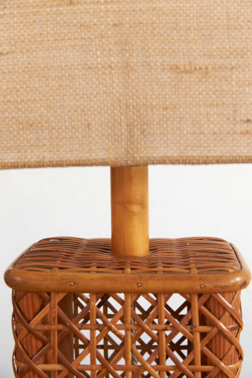 Woven Rectangular Bamboo Table Lamp, C1960   70 photo Lighting