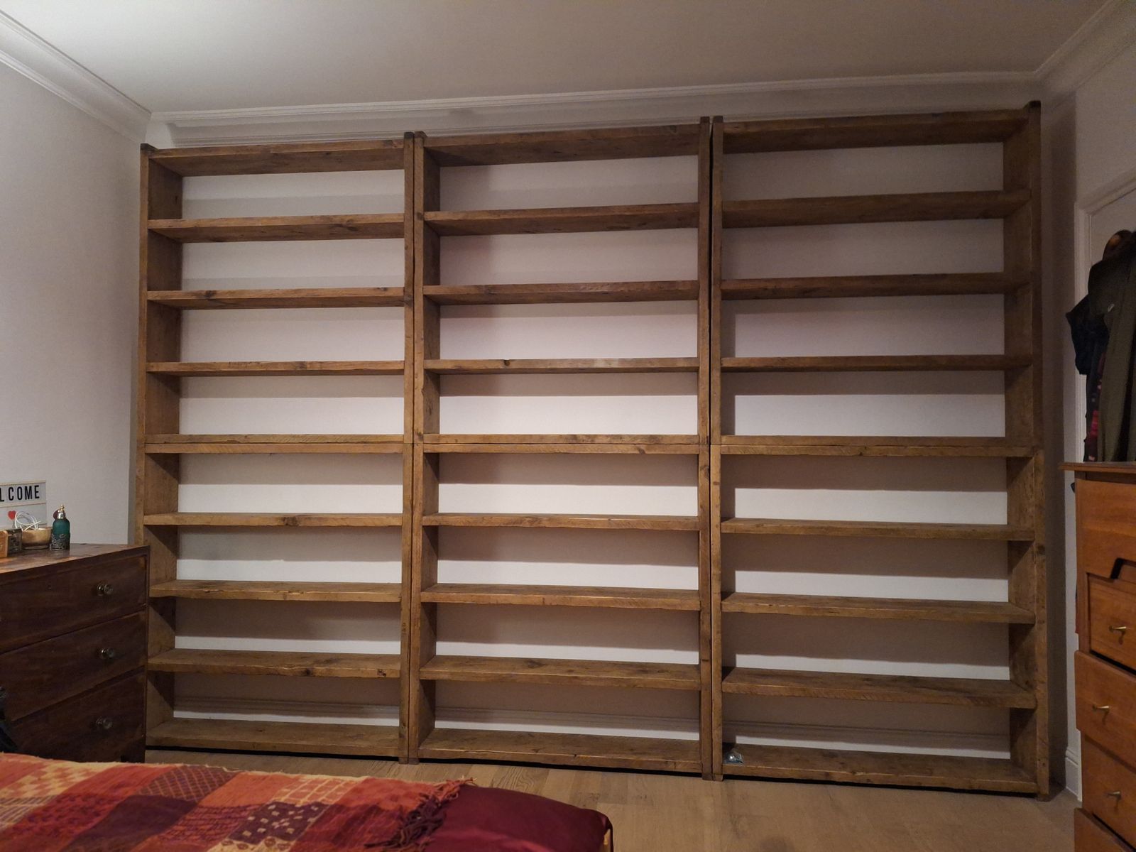 Bespoke Reclaimed Wood Furniture Made To Order Shelving Bookcases Units Built In Alcove 10 photo buy