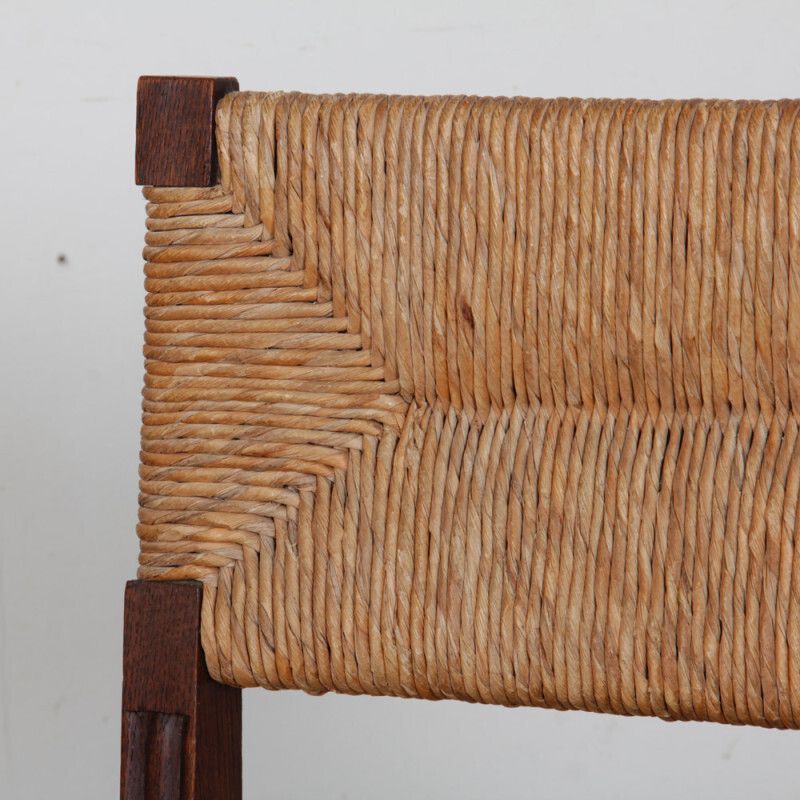 photo furniture Set Of 6 Oak Wicker Chairs, French Craftsmanship, 1950