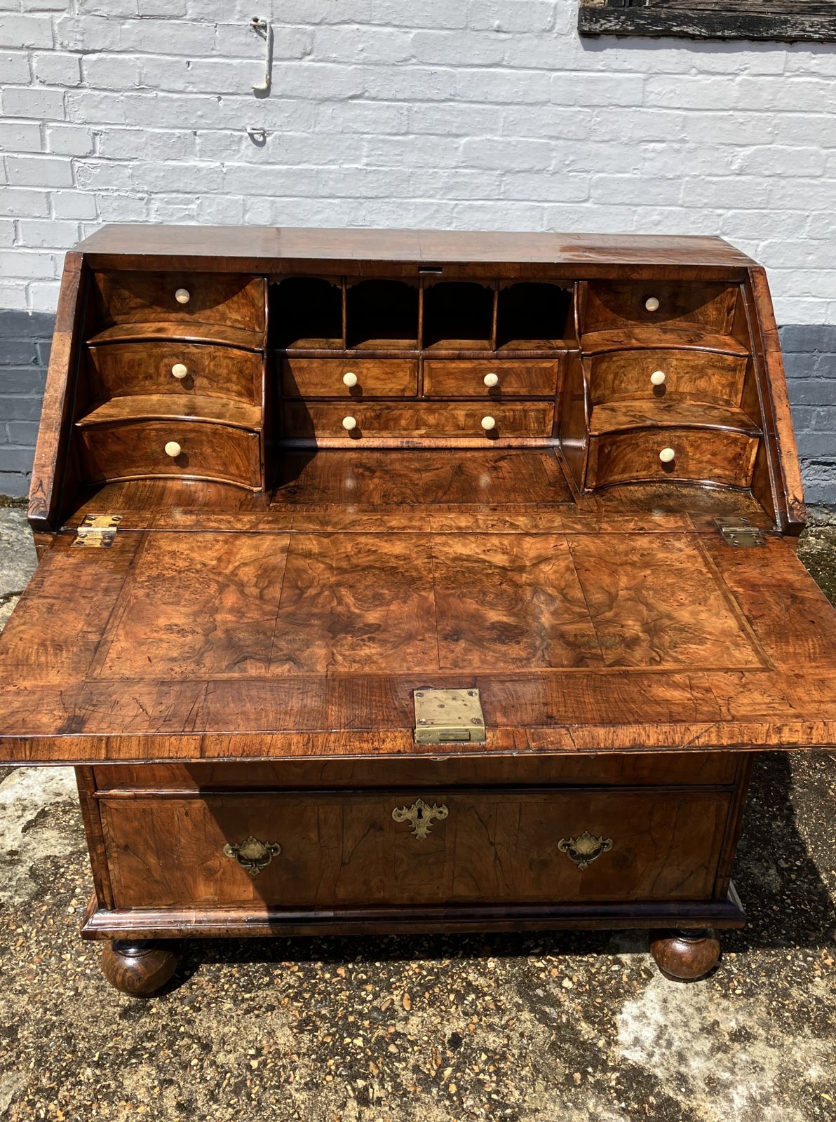 Fine Early 18th Century English Walnut Fall Front Bureau, Circa 1705 photo vinterior