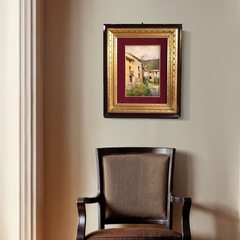 photo furniture Italian Landscape Painting View Of Houses From The 20th Century