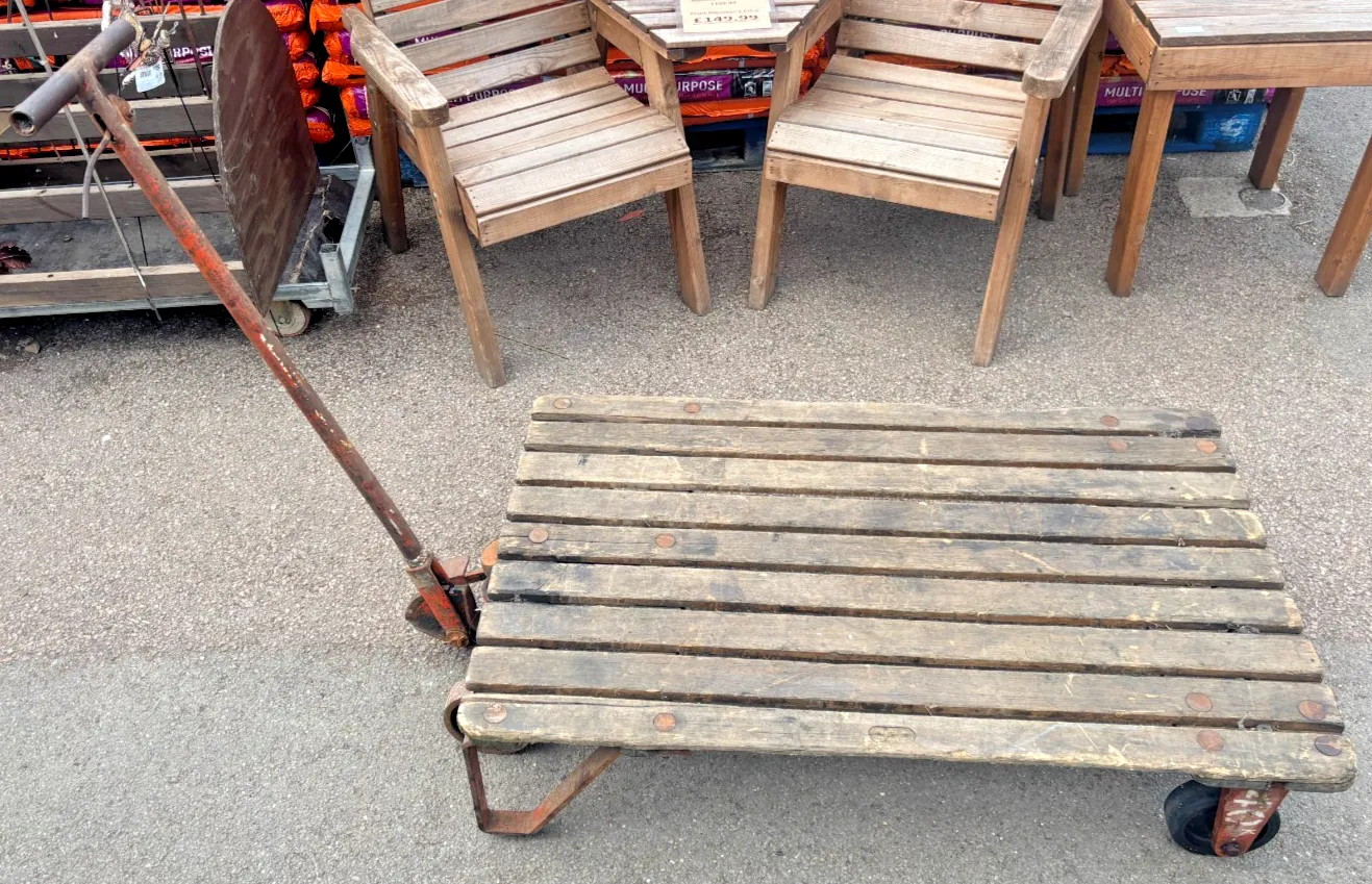 Vintage Slingsby London Industrial Turnable Trolley Cart