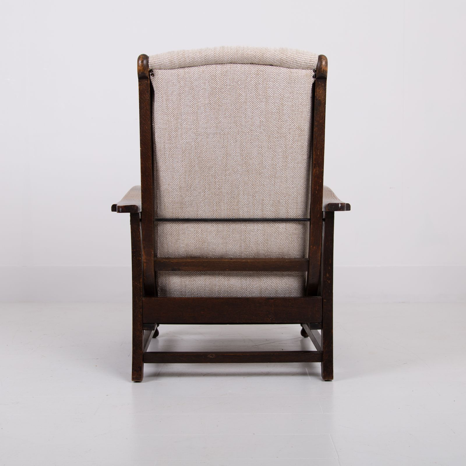 Furniture Pair Of Reclining Oak Armchairs New Upholstery C1915 photo