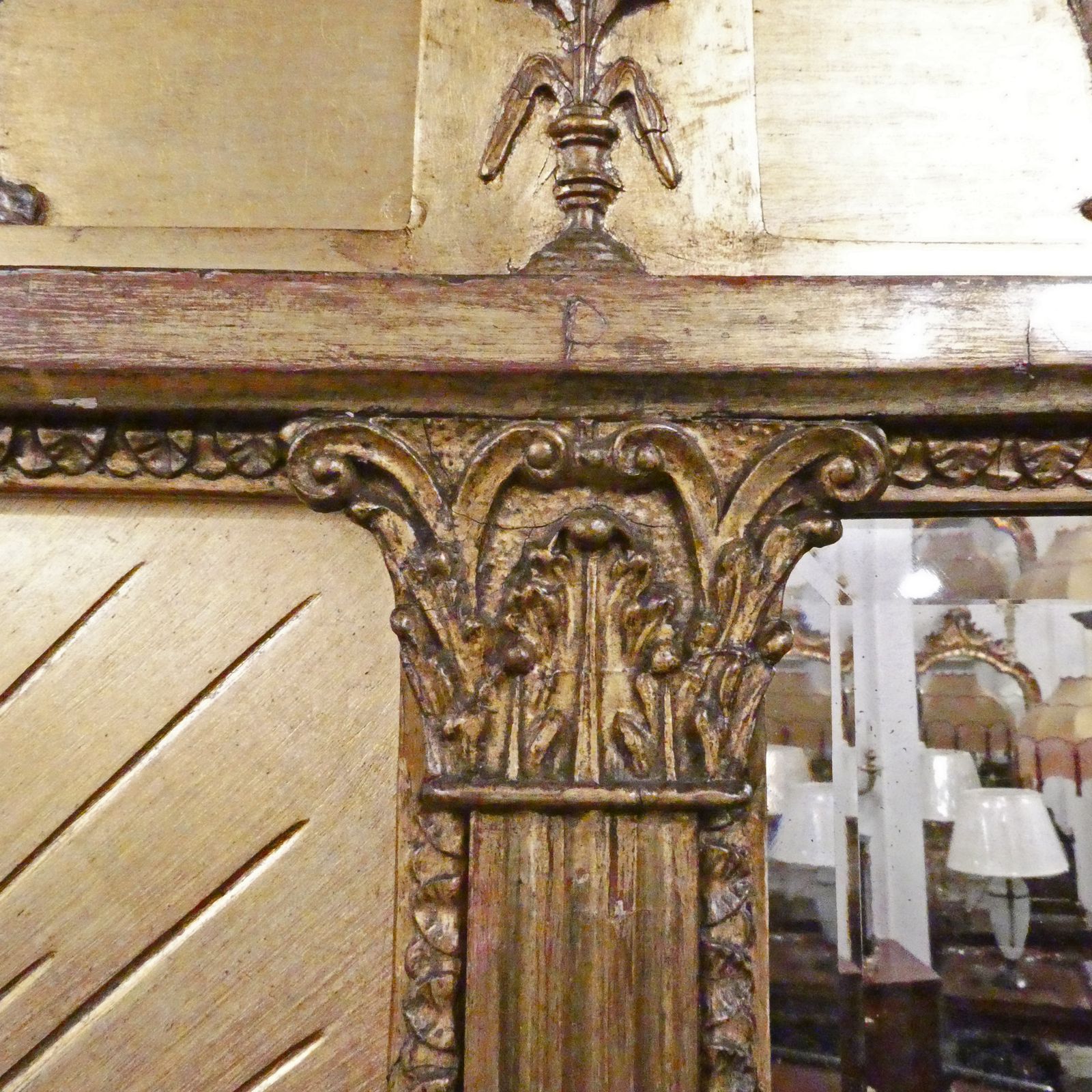 Victorian Gilt Overmantel Wall Mirror In The Regency Style photo vintage