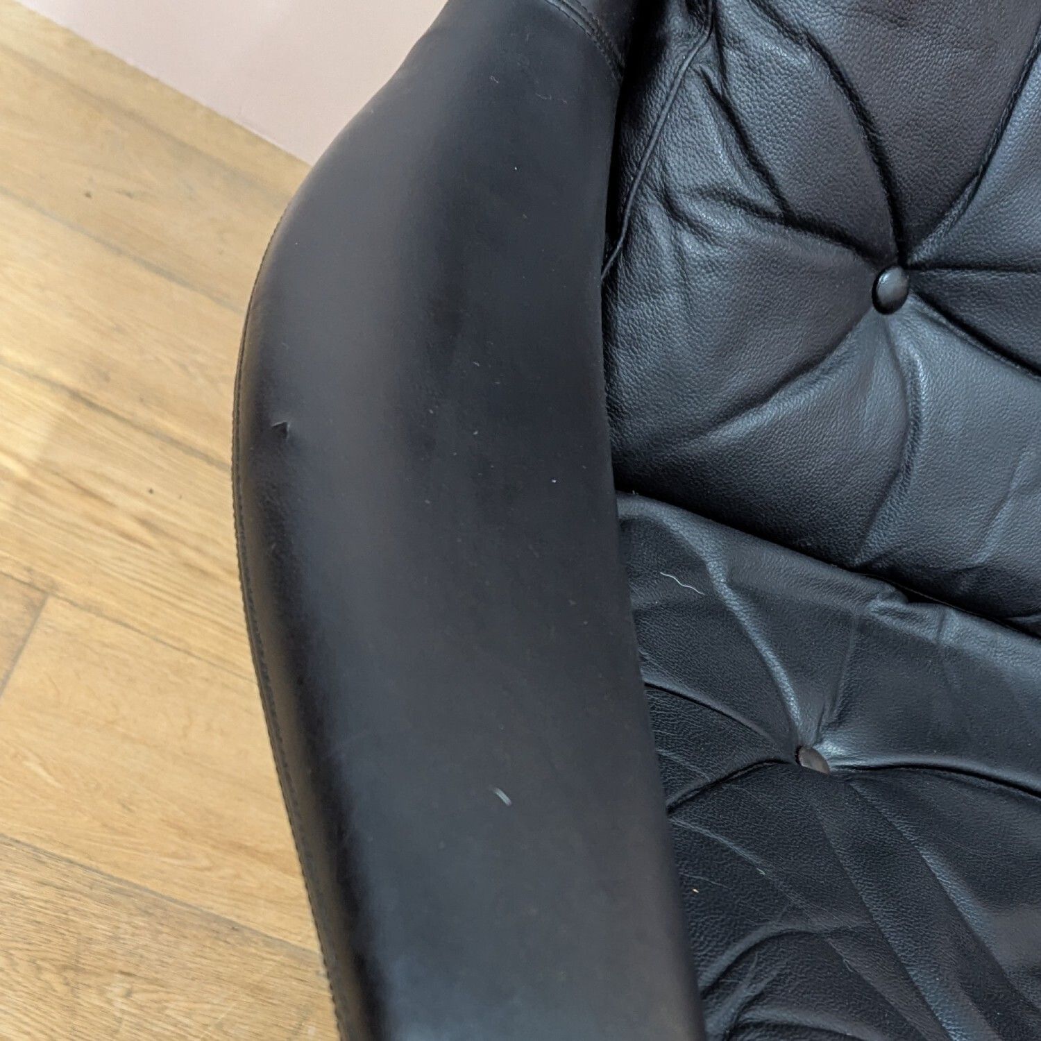 Midcentury Danish Black Leather Swivel Lounge Chair photo Furniture