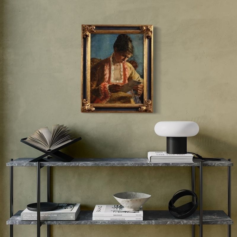 French Painting, Portrait Of A Woman With A Letter, Dated 1979 photo 1500.0