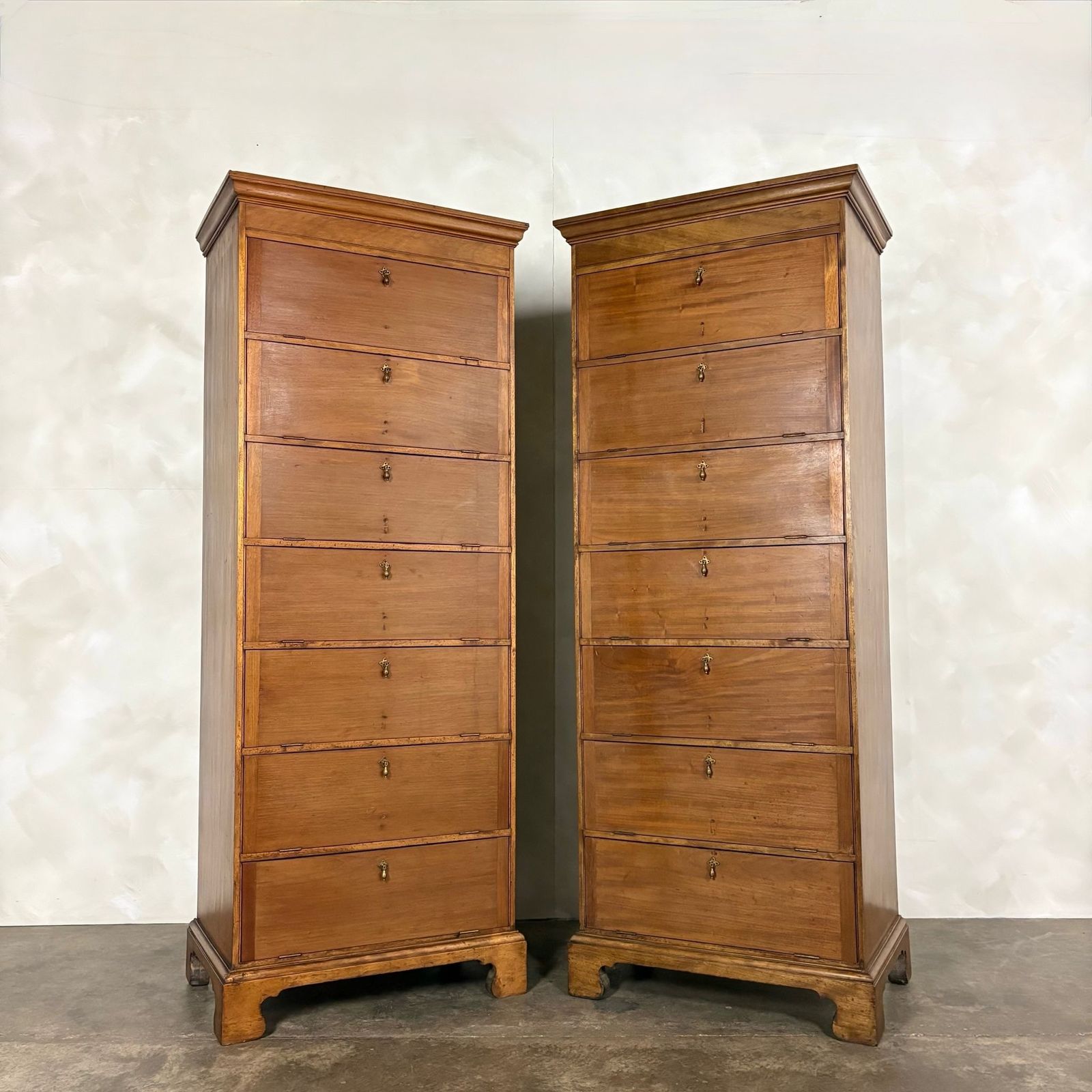 Pair Of Antique Tall Cabinets/Bookcases/Haberdashery Storage Drawers