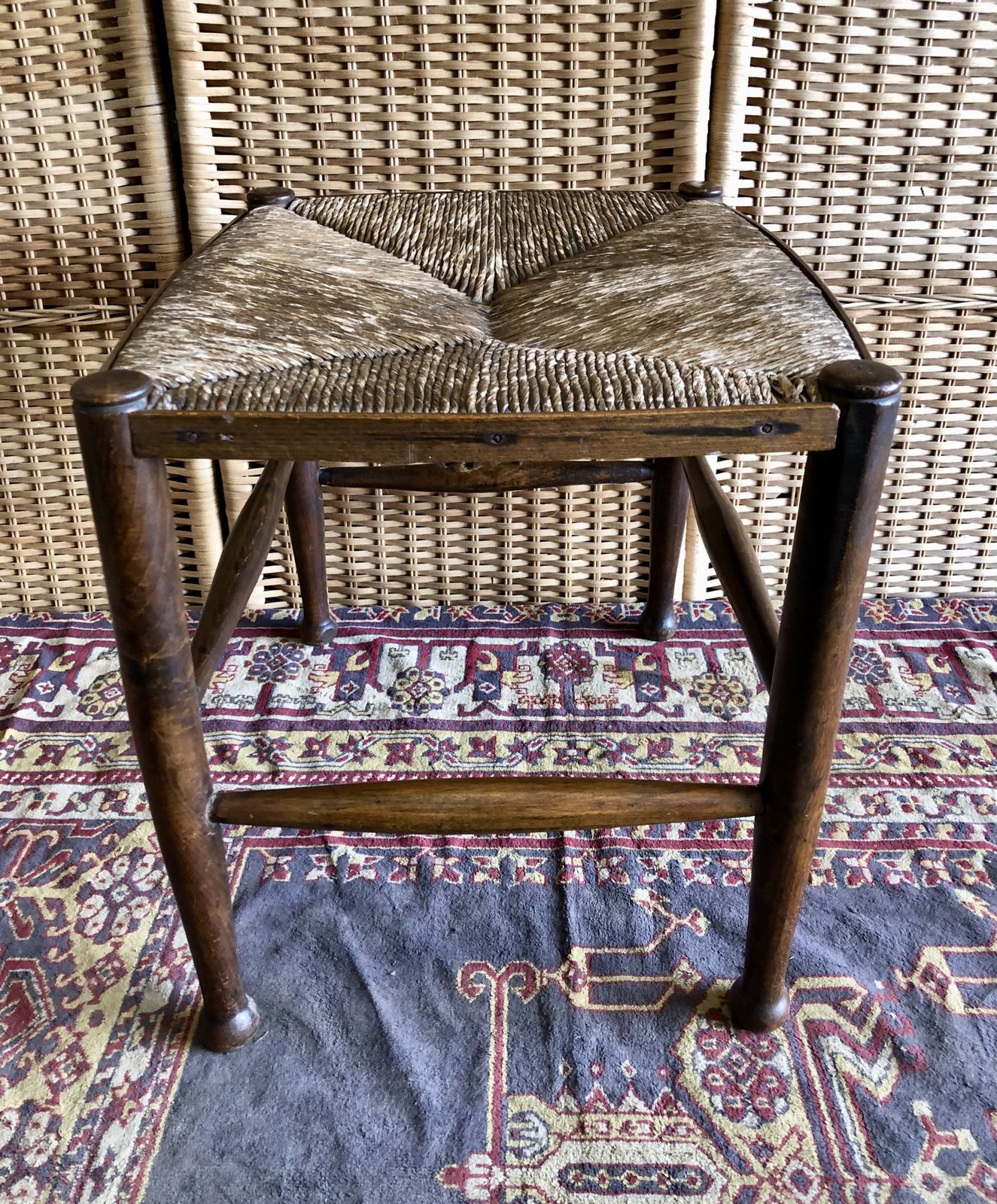 Antique Stool With Rush Seat photo buy