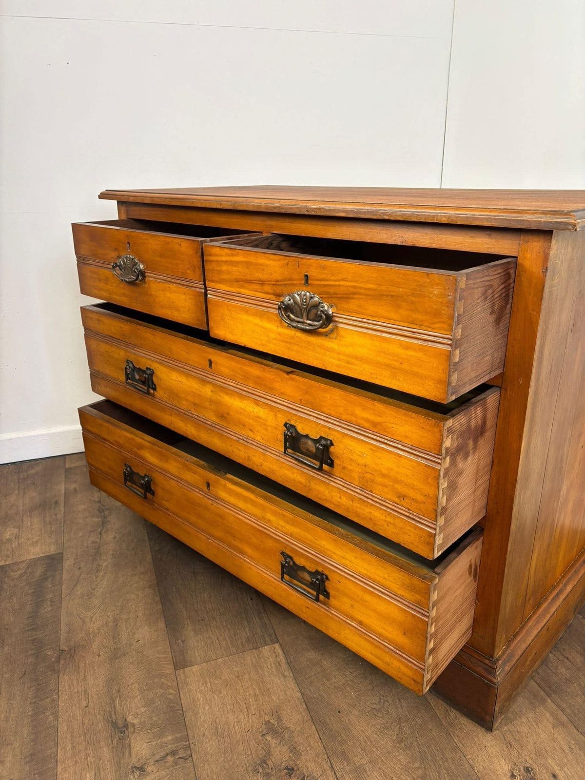 Art Nouveau Style Satin Walnut Chest photo vintage