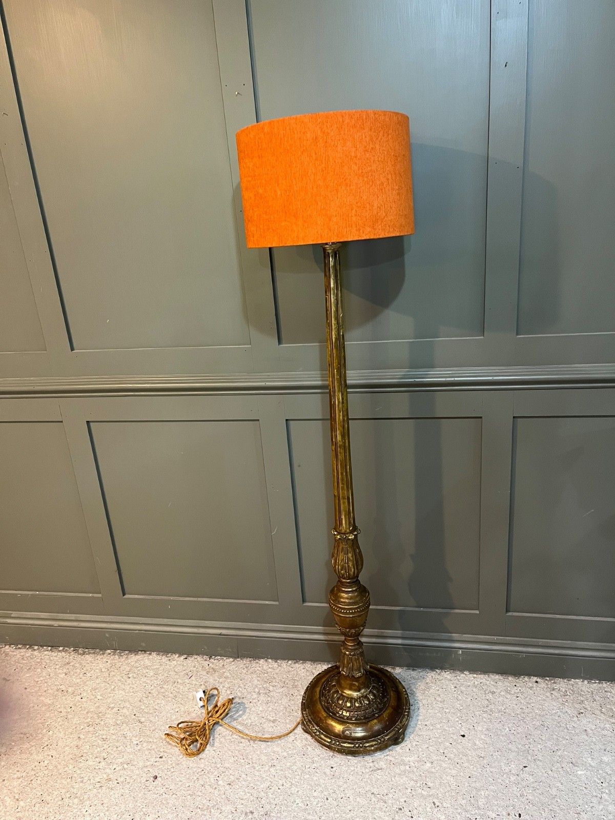 Antique Standard Lamp/Floor Lamp Carved Wood Gilded Fully Restored