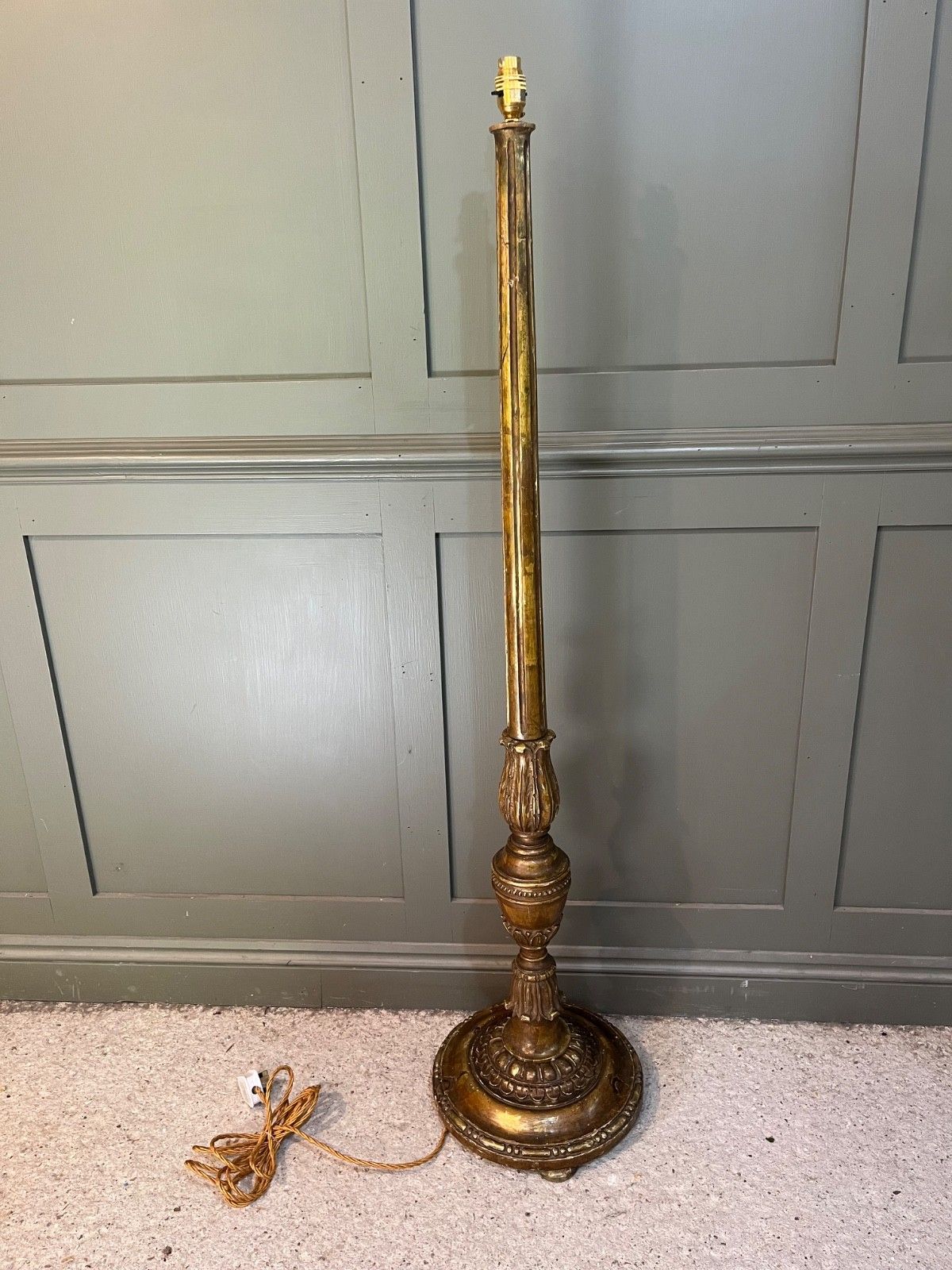 Antique Standard Lamp/Floor Lamp Carved Wood Gilded Fully Restored photo 295.0
