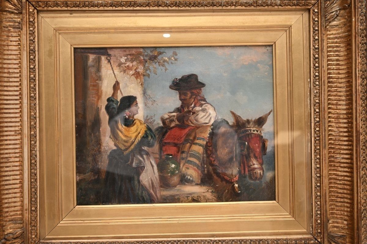 Antique Framed Oil Painting By Thomas Kent Pelham (1831 – 1907) photo furniture