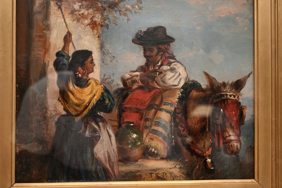 Antique Framed Oil Painting By Thomas Kent Pelham (1831 – 1907) photo for sale