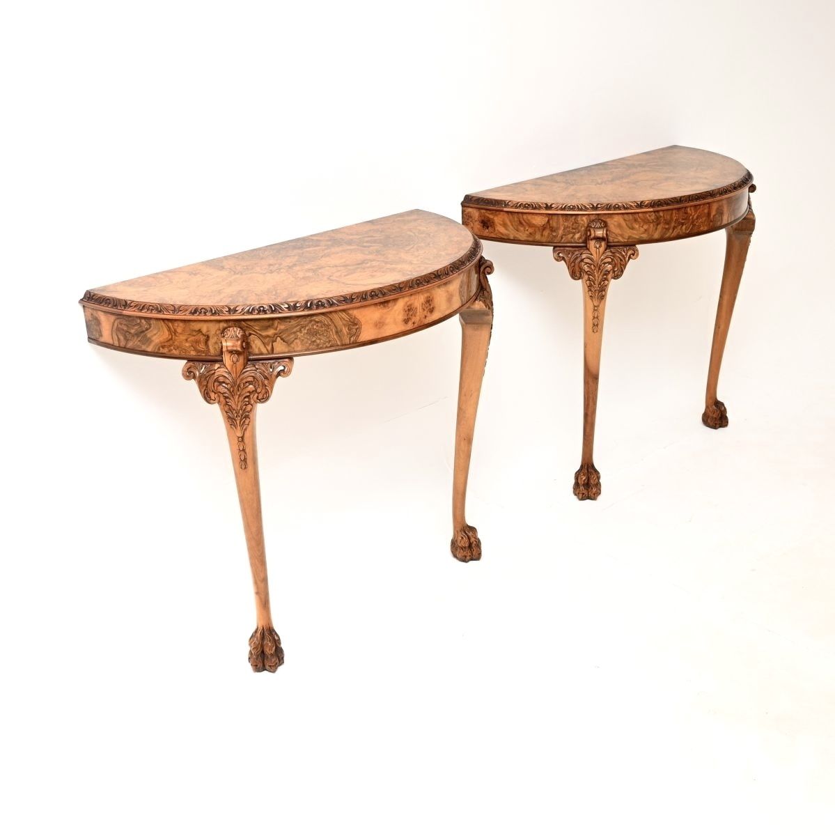 Pair Of Antique Burr Walnut Console Tables photo vinterior