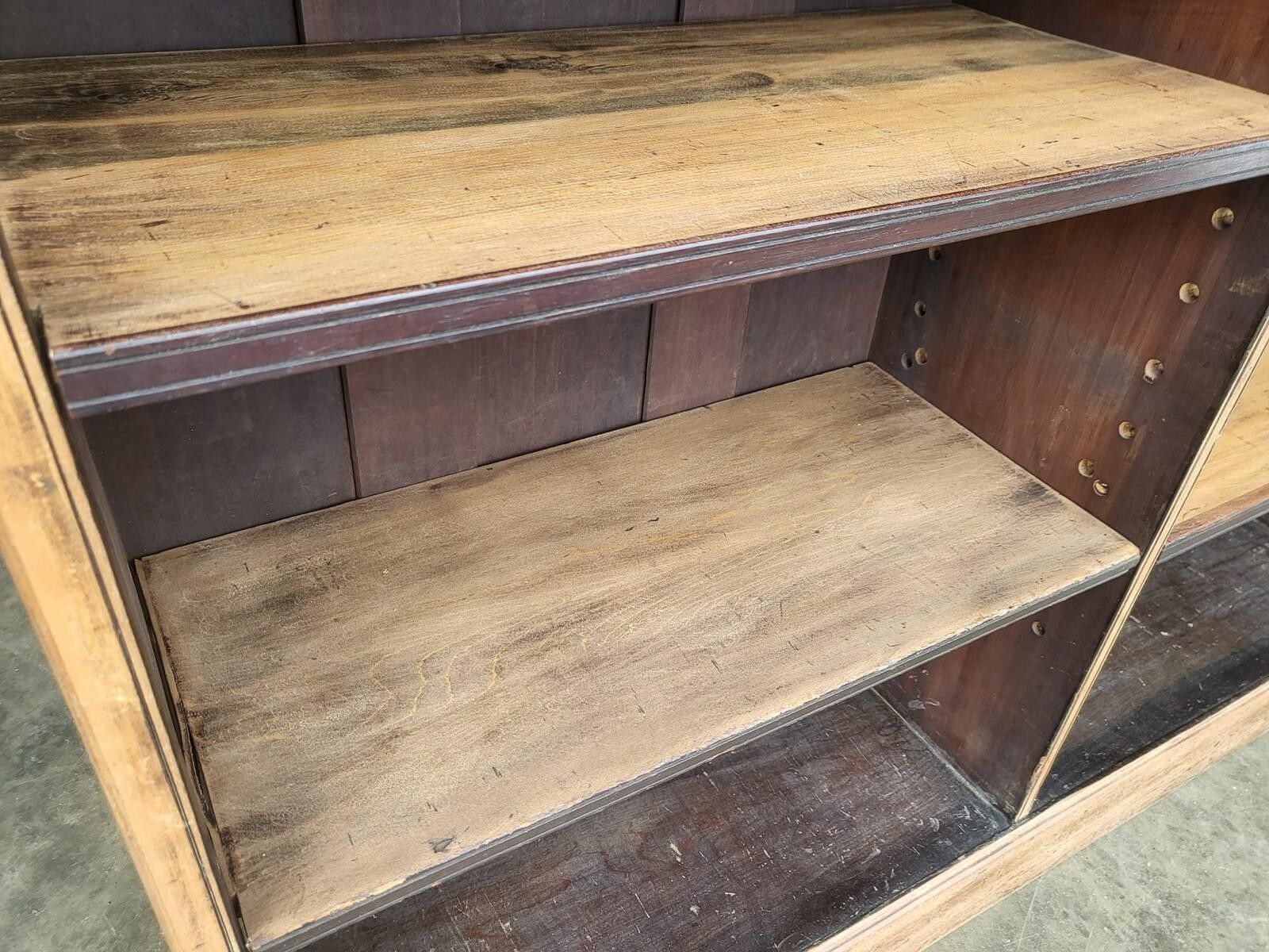 Antique Edwardian Oak Low Open Bookcase Adjustable Shelves photo vintage
