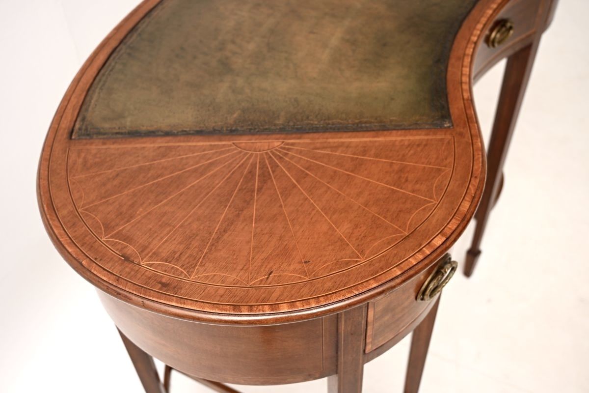 photo furniture Antique Edwardian Inlaid Mahogany Kidney Shaped Desk