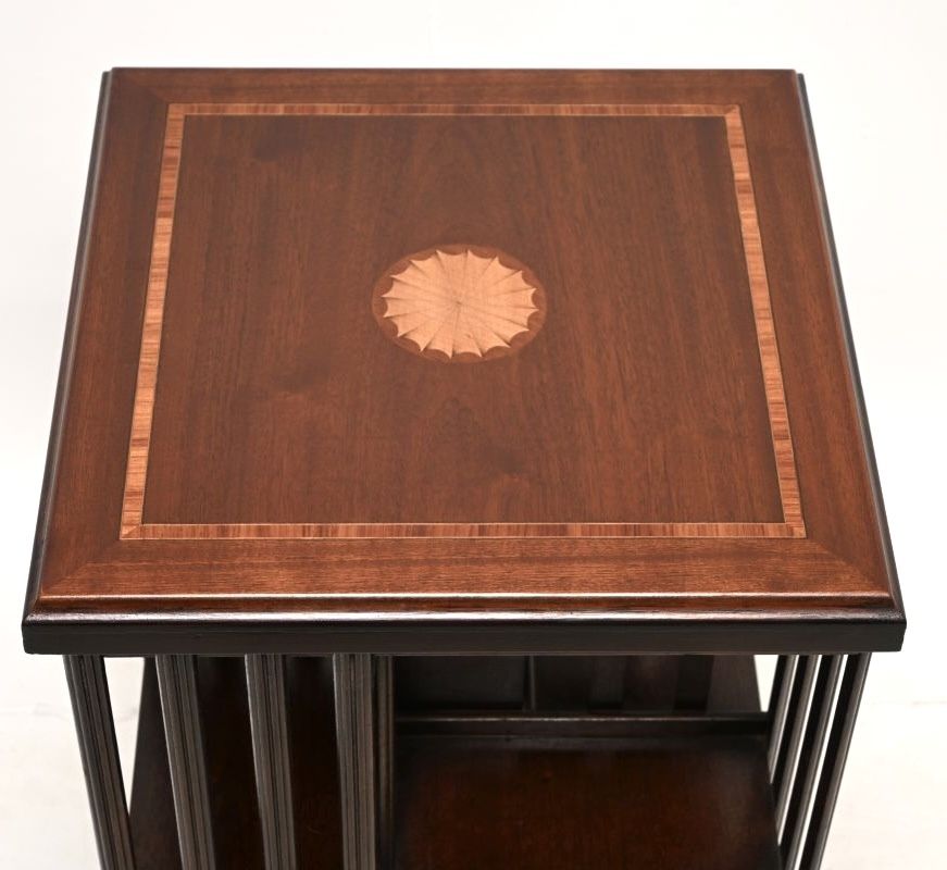 Antique Sheraton Style Inlaid Mahogany Revolving Bookcase photo 683.0