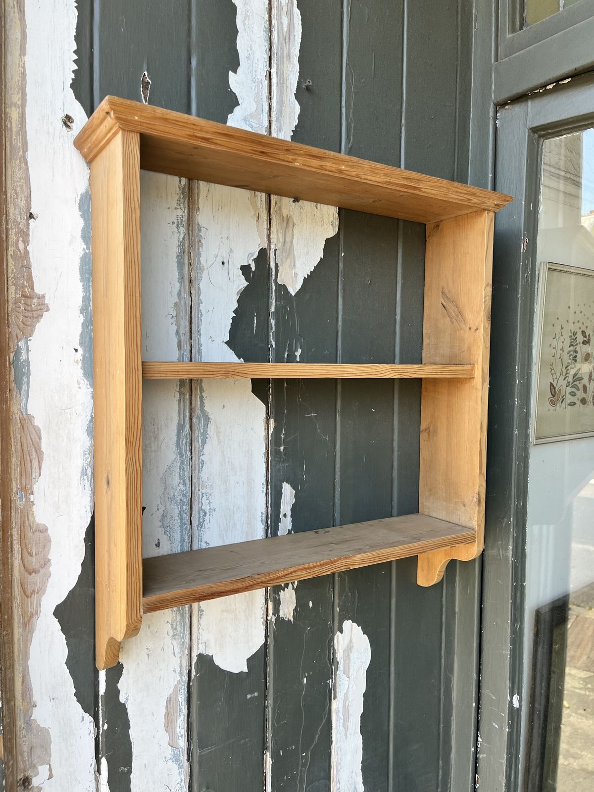 Simple Small 1960’s Pine Hanging Wall Shelves photo furniture